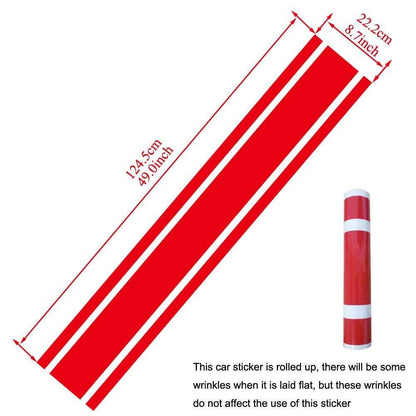 Leasinder 49”x 8.7” Car Hood Stripe Sticker Auto Racing Stripes Body Side Decal Hood Stripe Decal Vinyl Stripe Sticker Decoration for Car - Evreka Decal