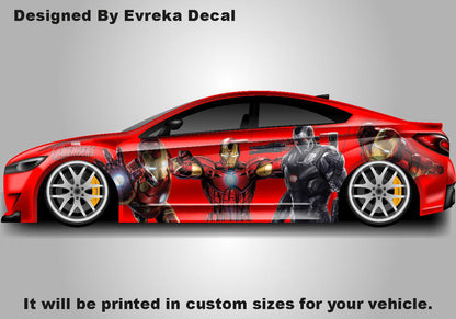 Iron Man, Car Livery, Cast Vinyl Wrap, Universal Size, Car Wrap, Car Decal, Car Foil Design - Evreka Decal
