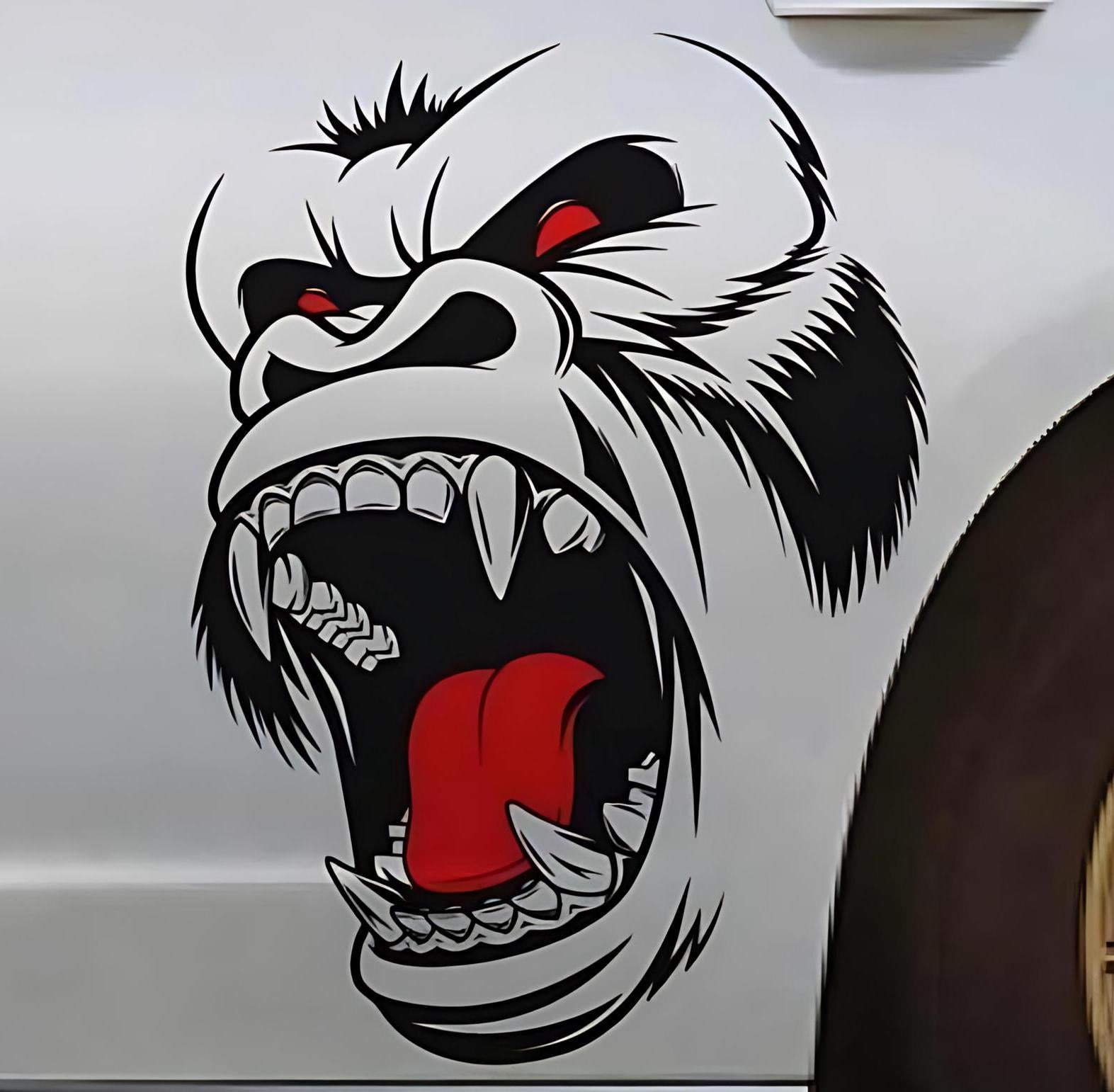 x2 Angry Gorilla Kong Sticker / Decal- INCLUDES BOTH Sides. Decal Sticker King Kong Growling Gorilla | Side of Car Graphic | Vinyl Decal | - Evreka Decal