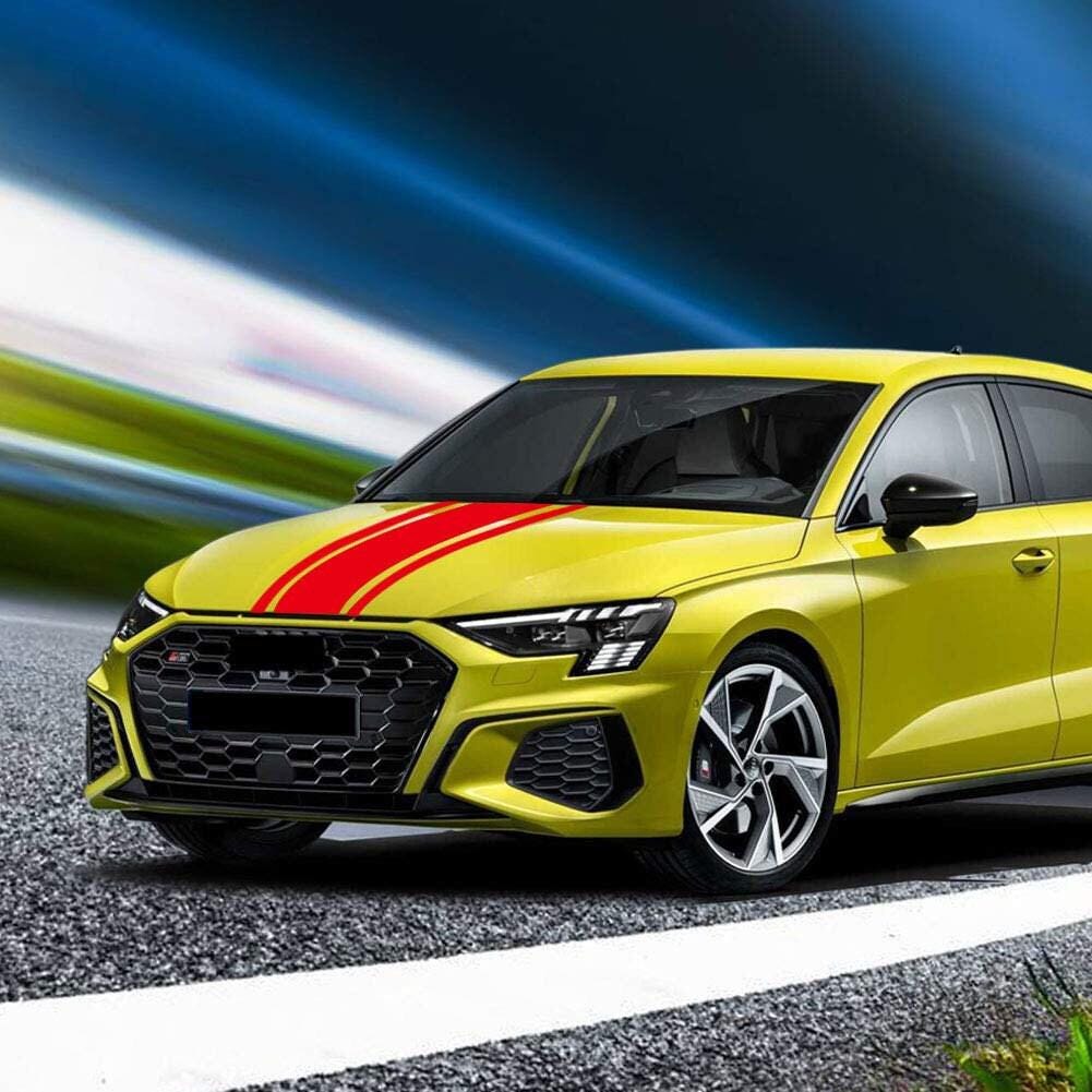 Leasinder 49”x 8.7” Car Hood Stripe Sticker Auto Racing Stripes Body Side Decal Hood Stripe Decal Vinyl Stripe Sticker Decoration for Car - Evreka Decal