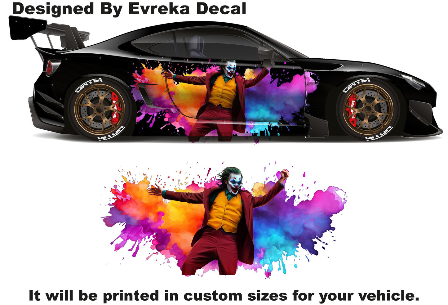 Joker Car Wrap, Car Livery, Cast Vinyl Wrap, Universal Size, Car Wrap, Car Decal, Car Foil Design - Evreka Decal
