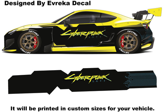 Cyberpunk 2077 Livery, Large Vehicle Graphics, Side Car Decal, Universal Size, Car Livery - Evreka Decal