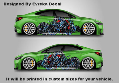 Dragon japanese style, , Car Livery, Cast Vinyl Wrap, Universal Size, Car Wrap, Car Foil Design - Evreka Decal