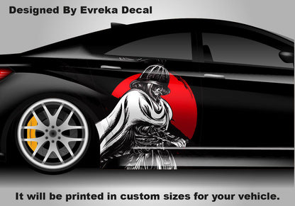 Custom Samurai Livery Racing Side Wrap; JDM Inspired Samurai Custom Decal Side - Evreka Decal