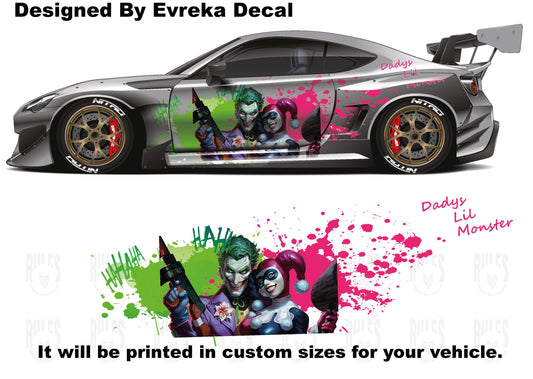 Joker, daddys lil monster, Ha ha ha, Custom Partial Wrap, Wrap Sticker, Vinyl Decal Graphic, Custom vehicle wrap design, - Evreka Decal