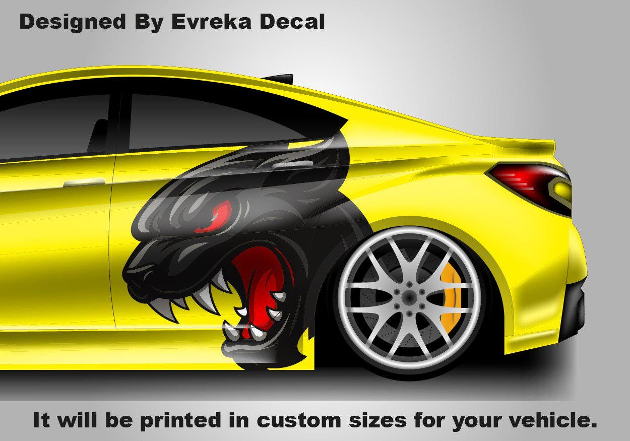 3D Cat Printed Partial Wrap Graphic Car Decal Angry Cat Car Wrap Car Design Wrap - Evreka Decal
