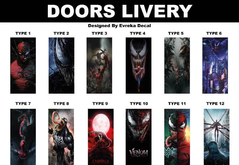 Venom and Carnage Car Doors Livery Pillar Decal Sticker Wrap - Venom Car Decal - high quality graphics - fits for any vehicle