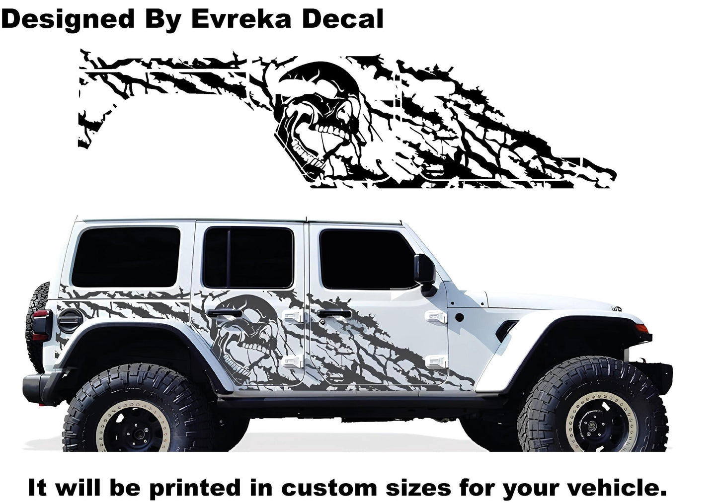 Factory Crafts Nightmare Side Graphic Kit Cast Vinyl Decal Wrap for Jeep Wrangler JL 4 Door