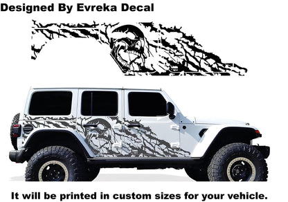 Factory Crafts Nightmare Side Graphic Kit Cast Vinyl Decal Wrap for Jeep Wrangler JL 4 Door