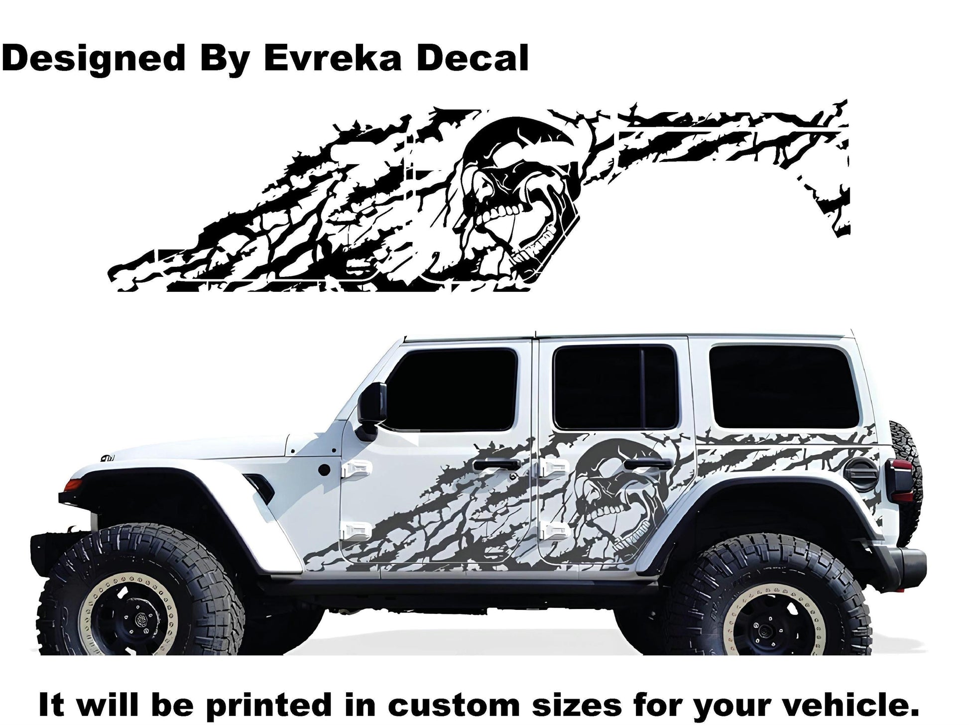 Factory Crafts Nightmare Side Graphic Kit Cast Vinyl Decal Wrap for Jeep Wrangler JL 4 Door