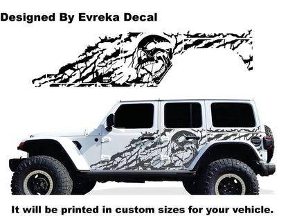 Factory Crafts Nightmare Side Graphic Kit Cast Vinyl Decal Wrap for Jeep Wrangler JL 4 Door