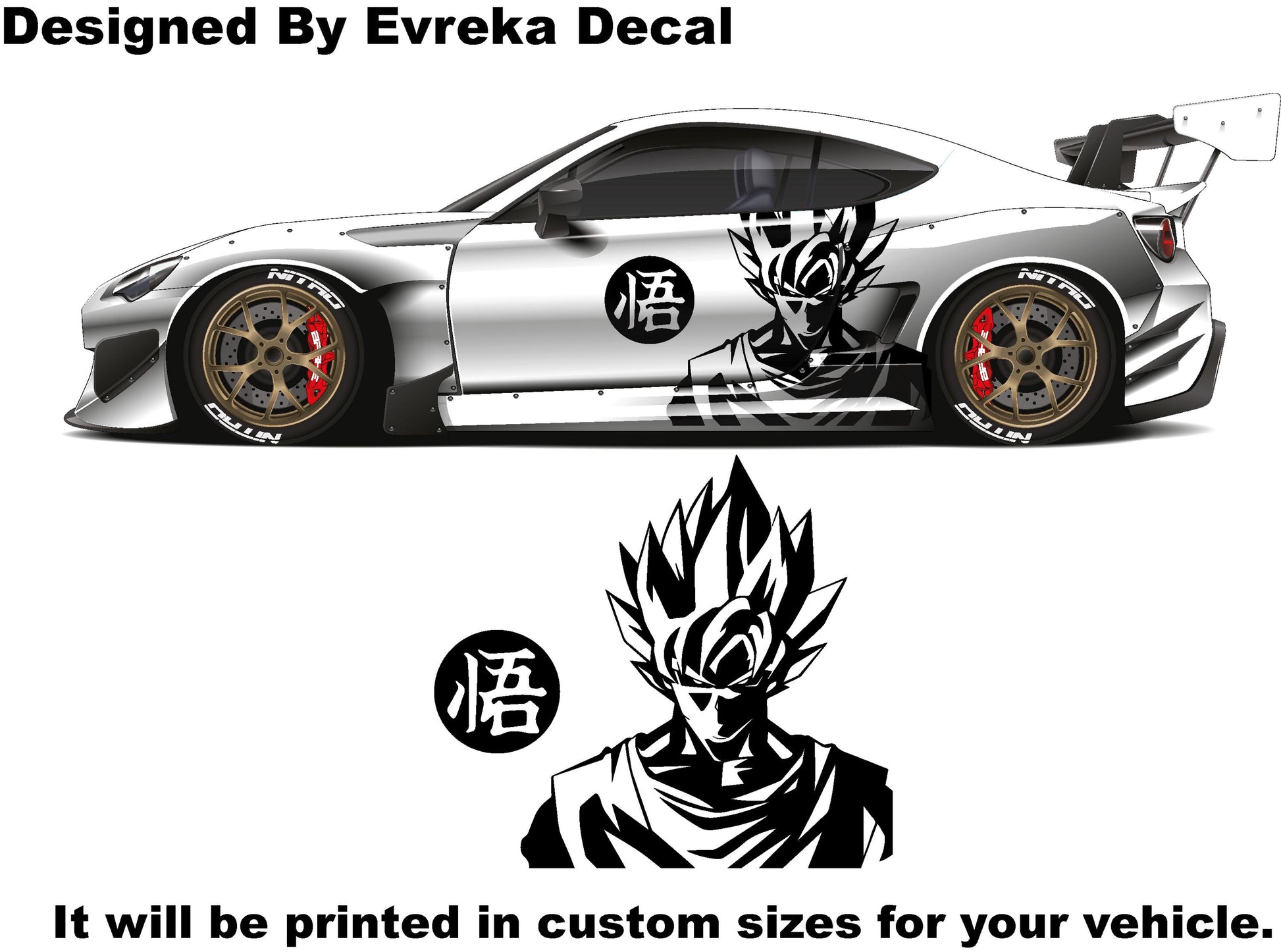 Goku Both Side x2, Anime, Car Livery, Cast Vinyl Wrap, Universal Size, Car Wrap, Car Decal, Car Foil Design