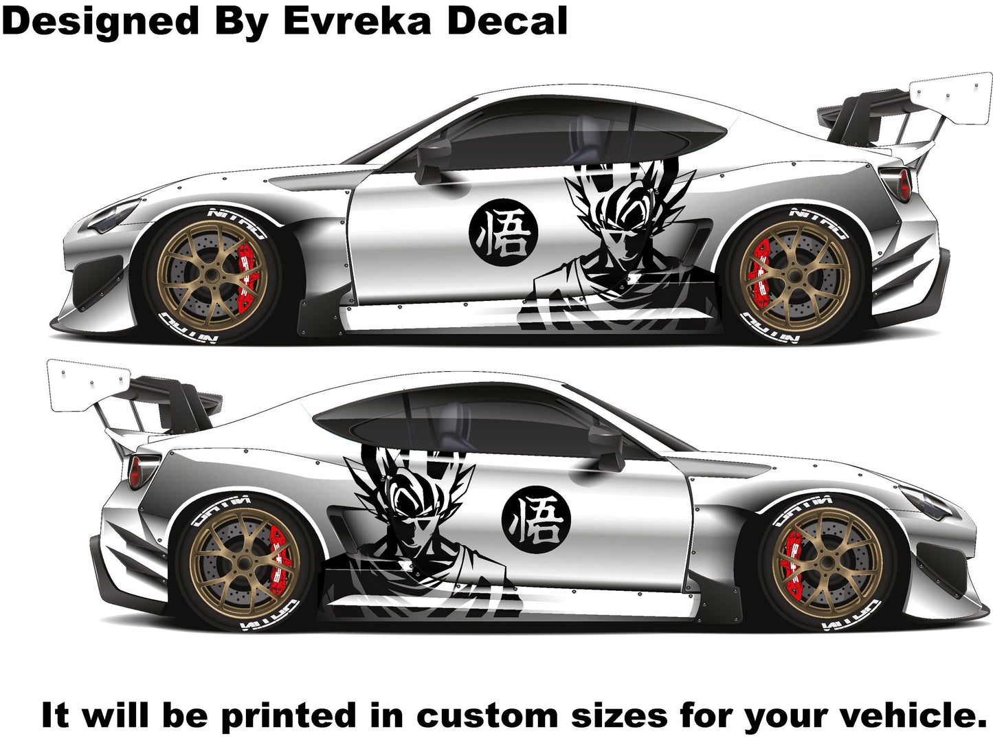 Goku Both Side x2, Anime, Car Livery, Cast Vinyl Wrap, Universal Size, Car Wrap, Car Decal, Car Foil Design