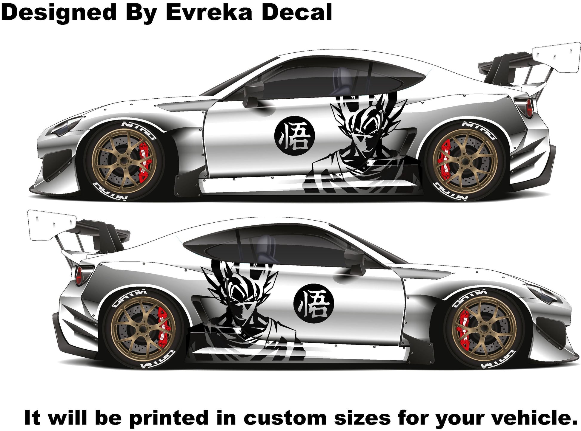 Goku Both Side x2, Anime, Car Livery, Cast Vinyl Wrap, Universal Size, Car Wrap, Car Decal, Car Foil Design