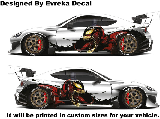 Venom New Design, American superhero the Marvel Comics character, Venom Designed Car Livery, Cast Vinyl Wrap, Universal Size, Car Wrap