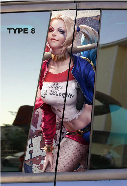 Harley Quınn Car Doors Livery Pillar Decal Sticker Wrap - Harley Quınn Car Decal - high quality graphics - fits for any vehicle
