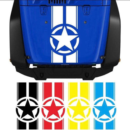 Military Hood Sticker for Jeep Wrangler Star Army Stripes Decal Vinyl Car Truck DIY Waterproof Car Stickers
