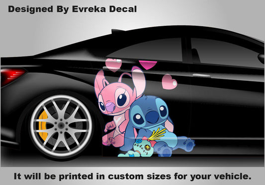 Stitch Pink And Blue, Car Livery, Cast Vinyl Wrap, Universal Size, Car Wrap, Car Decal, Car Foil Design, Car Livery