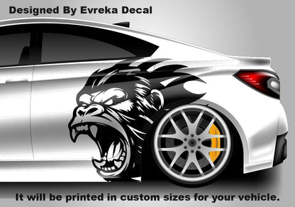 Angry Gorilla Kong Sticker / Decal- INCLUDES BOTH Sides. Decal Sticker King Kong Growling Gorilla | Side of Car Graphic | Vinyl Decal |