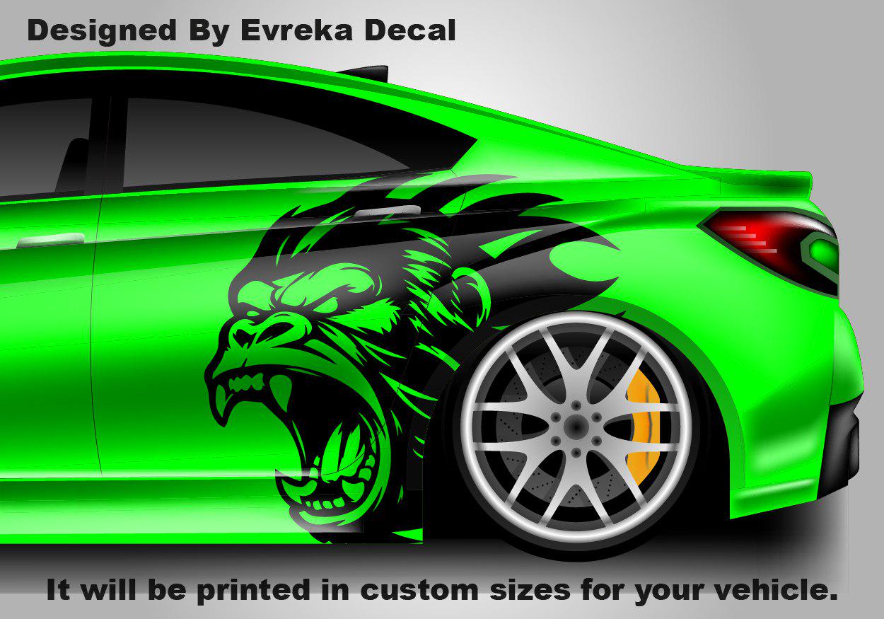 Angry Gorilla Kong Sticker / Decal- INCLUDES BOTH Sides. Decal Sticker King Kong Growling Gorilla | Side of Car Graphic | Vinyl Decal |