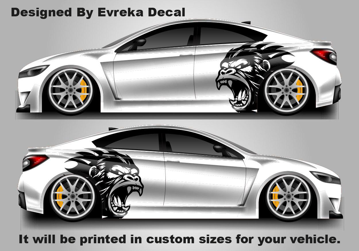 Angry Gorilla Kong Sticker / Decal- INCLUDES BOTH Sides. Decal Sticker King Kong Growling Gorilla | Side of Car Graphic | Vinyl Decal |