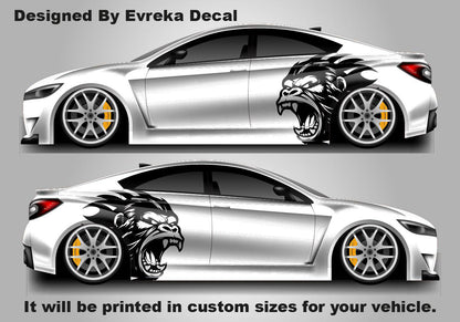 Angry Gorilla Kong Sticker / Decal- INCLUDES BOTH Sides. Decal Sticker King Kong Growling Gorilla | Side of Car Graphic | Vinyl Decal |